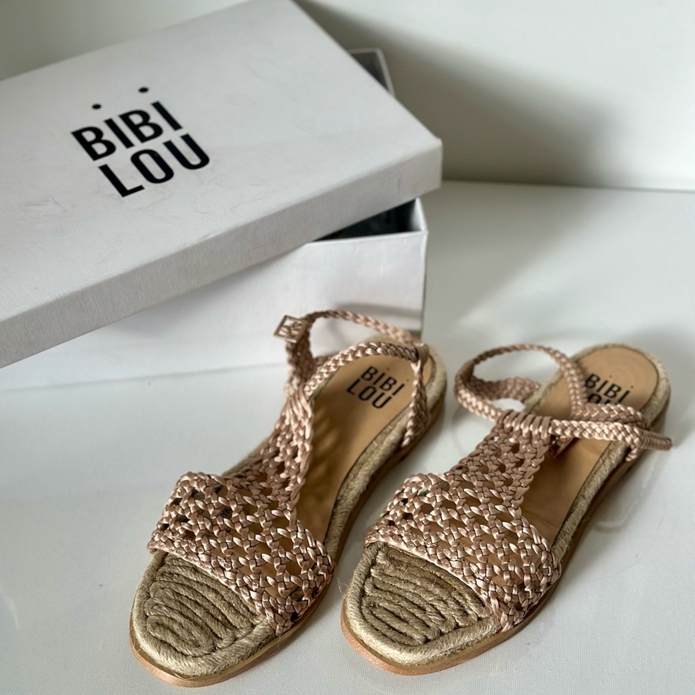 Bibi Lou Braided Slingback Sandals in Light Beige